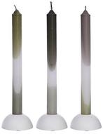 Kaarsen Dip Dye Olive Salie 24 cm Ø2,5 set 3 stuks, Ophalen of Verzenden, Nieuw