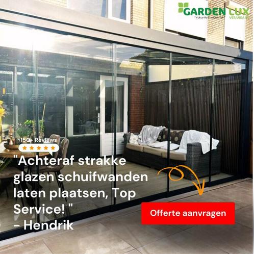 Glazen Schuifwanden - enkele of dubbele glazen schuifwand, Tuin en Terras, Overkappingen, Nieuw, Veranda