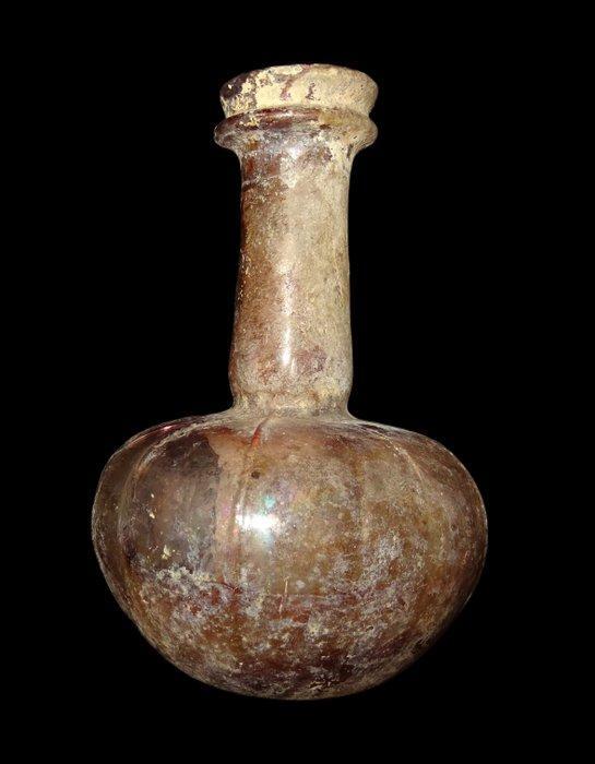 Oud-Romeins - Geknopte fles van violette glas - 3e/4e eeuw, Antiek en Kunst, Antiek | Overige Antiek