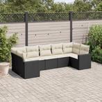 vidaXL 7-delige Loungeset met kussens poly rattan zwart, Tuin en Terras, Nieuw, Loungeset, 7 zitplaatsen, Verzenden