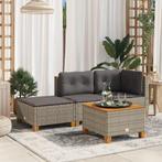 vidaXL Tuinkruk met kussen 63,5x56x32 cm poly rattan grijs, Verzenden, Nieuw, Rotan