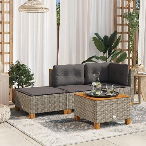 vidaXL Tuinkruk met kussen 63,5x56x32 cm poly rattan grijs, Tuin en Terras, Tuinsets en Loungesets, Nieuw, Rotan, Verzenden