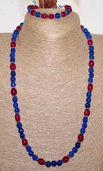 Echt mooie halsketting en armband, handgemaakt van robijn en