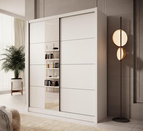 Meubella | Kledingkast 180cm wit Garderobekast Met spiegel, Huis en Inrichting, Kasten | Vitrinekasten, 50 tot 75 cm, Nieuw, 200 cm of meer