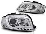 Koplampen Audi A3 8P 03-08 Tube Light LED Chroom, Ophalen of Verzenden, Nieuw
