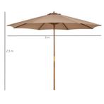 TRUUSK Parasolhout 300 Cm Houten Parasol Tuinparasol Balkonp, Tuin en Terras, Parasols, Verzenden, Nieuw