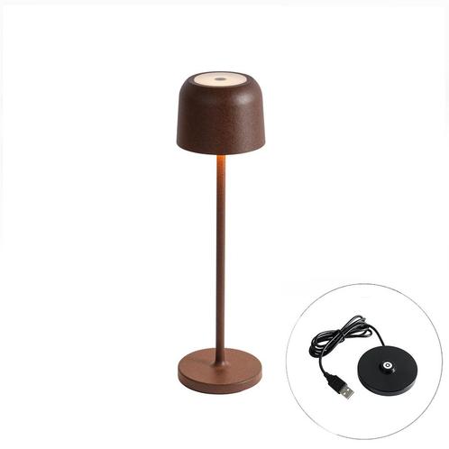 Tafellamp mushroom roestbruin oplaadbaar incl. laadstation -, Huis en Inrichting, Lampen | Tafellampen, Nieuw, Minder dan 50 cm