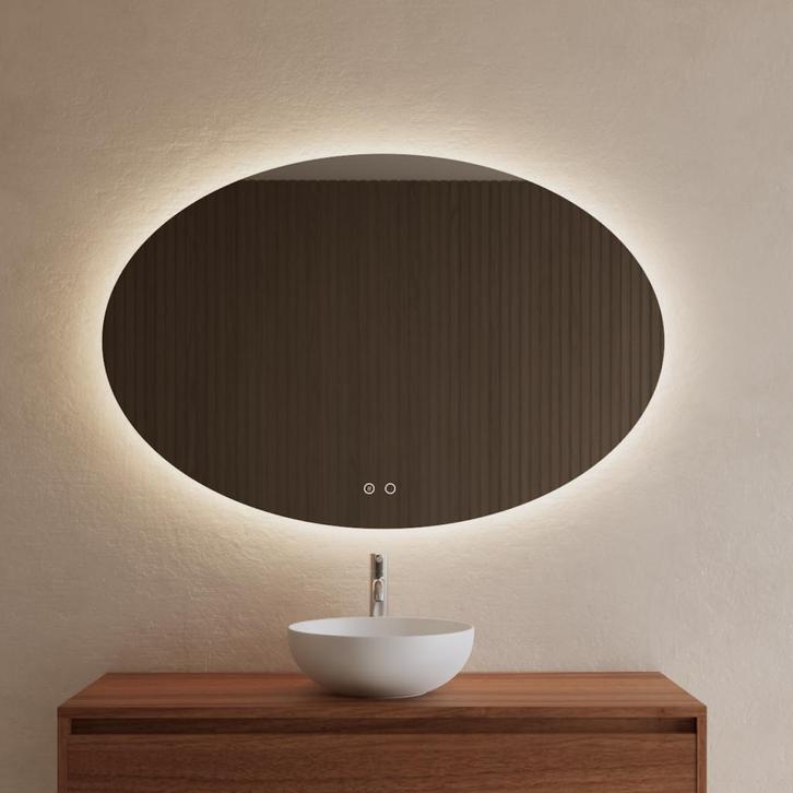BWS Badkamerspiegel | Spark Ovale | met LED verlichting |, Doe-het-zelf en Verbouw, Sanitair, Bad, Nieuw, Ophalen of Verzenden