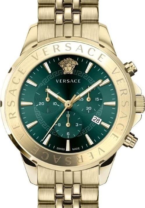 Versace VEV600619 Chrono Signature heren horloge goud 44 mm, Sieraden, Tassen en Uiterlijk, Horloges | Heren, Staal, Nieuw, Staal