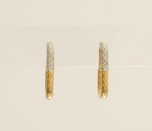 Huggie oorbellen - 14 karaat Geel goud - 1.05ct. tw. Diamant, Sieraden, Tassen en Uiterlijk, Antieke sieraden