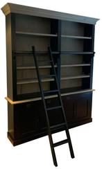 Boekenkast zwart met eiken interieur en trap 200 x 240cm, Huis en Inrichting, Kasten | Boekenkasten, Ophalen of Verzenden, Nieuw