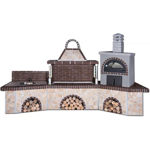 Buitenkeuken set bbq met houtoven en gootsteen - brown..., Huis en Inrichting, Keuken | Keukenbenodigdheden, Ophalen of Verzenden