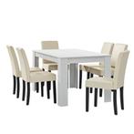 Eetkamerset Nora eethoek 7-delig tafel en stoelen wit en crè, Verzenden, Nieuw