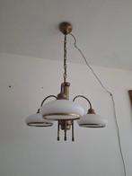 Plafondlamp - Drie- armige hanglamp - Koper, Glas, Antiek en Kunst