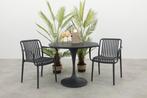 Stripe/Toscara stapelbare ronde bistroset Ø90 cm. -, Tuin en Terras, Verzenden, Nieuw, Kunststof, Tuinset