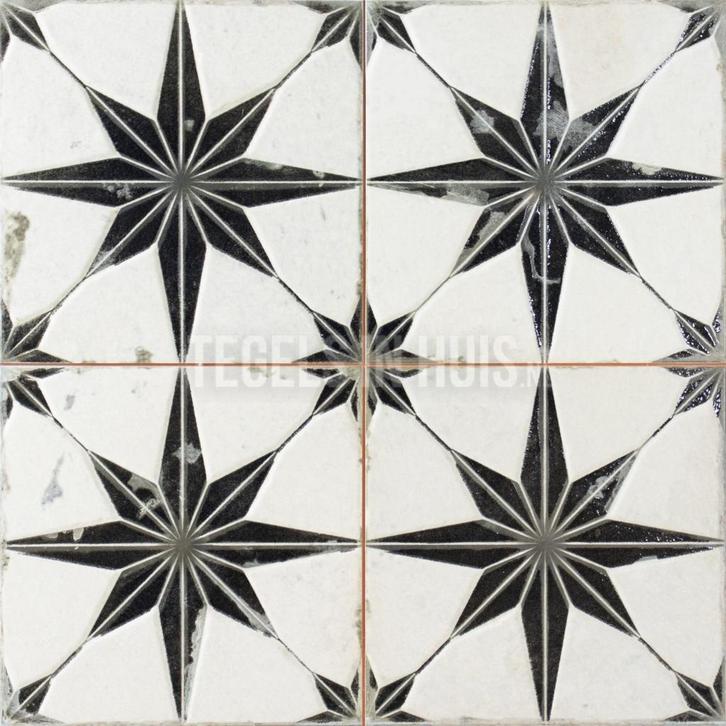 Vloertegel wandtegel fs star zwart 45x45 4-in-1 3d r10, Doe-het-zelf en Verbouw, Tegels, Vloertegels, Nieuw, 10 m² of meer, Keramiek