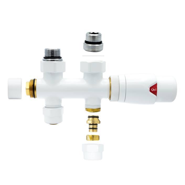 Witte radiator aansluitset Recht voor radiatoren met onder a, Doe-het-zelf en Verbouw, Verwarming en Radiatoren, Radiator, Nieuw