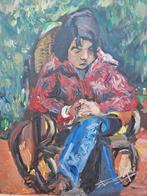 Pere Monegal (XX) - Niña leyendo, Antiek en Kunst, Kunst | Schilderijen | Klassiek