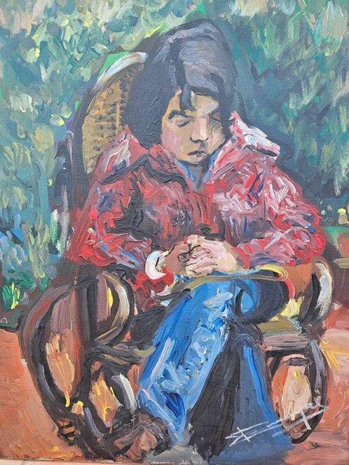 Pere Monegal (XX) - Niña leyendo, Antiek en Kunst, Kunst | Schilderijen | Klassiek
