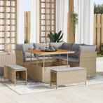 vidaXL 8-delige tuinset met kussens in beige van poly rattan, Verzenden, Nieuw, Tuinset