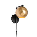 Design wandlamp zwart met goud glas - Bert, Huis en Inrichting, Lampen | Wandlampen, Nieuw, Glas, Design