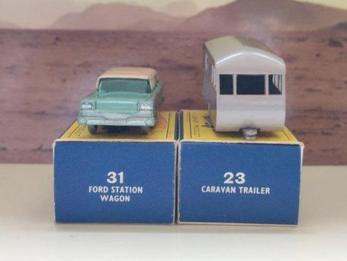 Matchbox - Modelauto (2) - Ford Station Wagon et Caravane, Hobby en Vrije tijd, Modelauto's | 1:5 tot 1:12