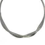 Zilveren fantasie boa collier | 43,5 cm (slangenschakel), Gebruikt, Ophalen of Verzenden, Zilver, Overige kleuren