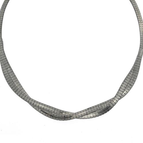 Zilveren fantasie boa collier | 43,5 cm (slangenschakel), Sieraden, Tassen en Uiterlijk, Kettingen, Overige kleuren, Gebruikt