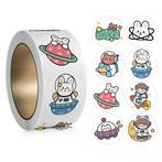 500 Stickers Op Rol - 2.5cm - Ruimtedieren -, Diversen, Verzenden, Nieuw