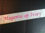 Bedrukt lint Ivory met Magenta opdruk 45 mm 50 cm, Ophalen of Verzenden, Nieuw