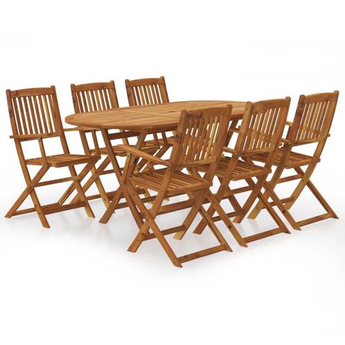 vidaXL 7-delige Tuinset inklapbaar massief acaciahout, Tuin en Terras, Tuinsets en Loungesets, Tuinset, Nieuw, 6 zitplaatsen, Hout
