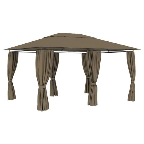 Tuinpaviljoen met gordijnen 180 g/m 4x3 m taupe (Overige), Huis en Inrichting, Overige Huis en Inrichting, Nieuw, Verzenden