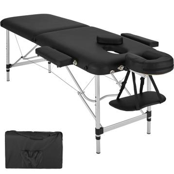 2-zones massagetafel met matras en aluminium frame - zwart