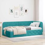vidaXL Hoekbedframe met hoofdeinde Turquoise 100 x 200 cm, Huis en Inrichting, Verzenden, Nieuw, Stof