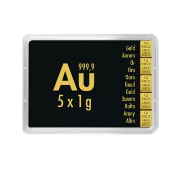 5x 1 gram gouden Valcambi CombiBar beschikbaar voor biedingen