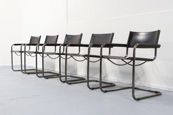 Fasem - Mart Stam - Stoel (5) - S34 - Staal, Leder, Metaal, Antiek en Kunst, Antiek | Meubels | Stoelen en Banken