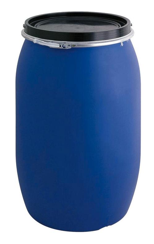 Kunststof vat 120 liter blauw met zwart klemdeksel, Huis en Inrichting, Woonaccessoires | Prullenbakken, Nieuw, 40 liter of meer