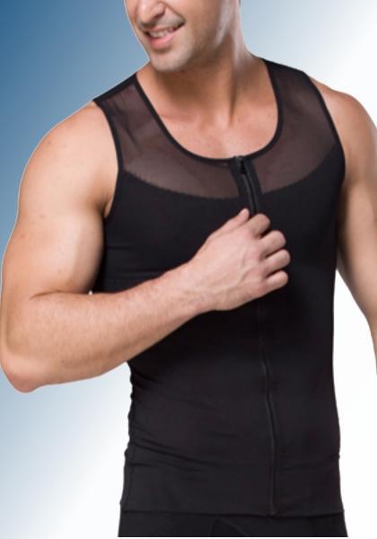 Body Zipper Vest -Zwart-Medium, Kleding | Heren, Ondergoed