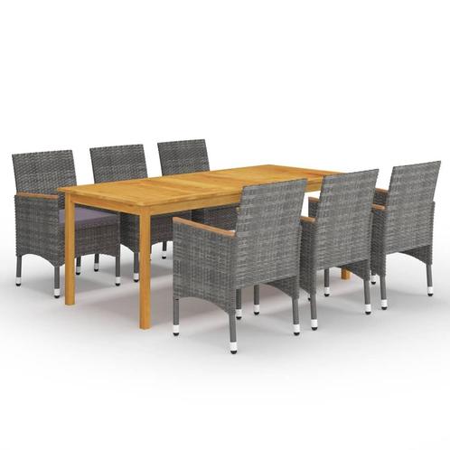 vidaXL 7-delige Tuinset grijs, Tuin en Terras, Tuinsets en Loungesets, Tuinset, Nieuw, 6 zitplaatsen, Hardhout, Verzenden