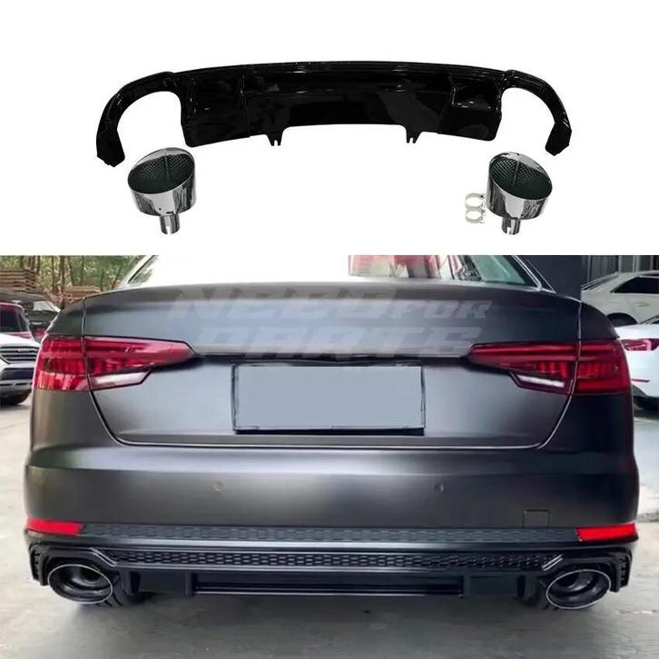 Diffuser With Black Exhaust Tips For Audi A4 S Line/S4 B9, Auto-onderdelen, Carrosserie en Plaatwerk, Ophalen of Verzenden