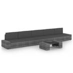 vidaXL 6-delige Loungeset met kussens poly rattan grijs, Verzenden, Nieuw, Rotan, Loungeset