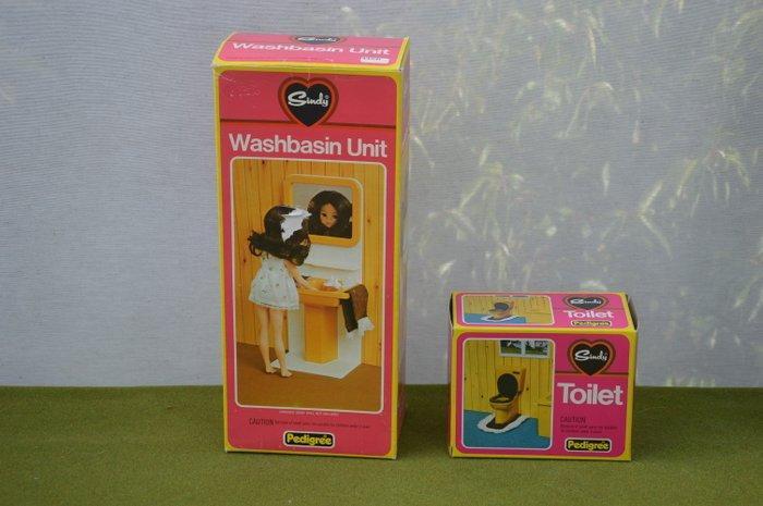 Pedigree - Pop 2 vintage Sindy badkamer accessoires + 2, Antiek en Kunst, Antiek | Speelgoed