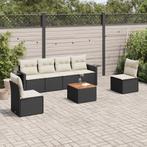 vidaXL 7-delige Loungeset met kussens poly rattan zwart, Tuin en Terras, Verzenden, Nieuw, Rotan, Loungeset