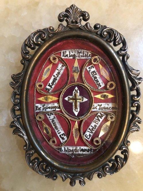 Reliekhouder - Glas, Legering, Papier, Zijde - Begin 20e, Antiek en Kunst, Kunst | Niet-Westerse kunst