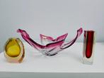 Vaas - Muranoglas - Twee Sommerso-vazen en kom, Antiek en Kunst