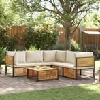vidaXL 6-delige Loungeset met kussens massief acaciahout, Tuin en Terras, Tuinsets en Loungesets, Verzenden, Nieuw, Hout, Loungeset