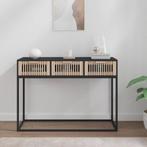 vidaXL Wandtafel 105x30x75 cm bewerkt hout en ijzer zwart, Verzenden, Nieuw