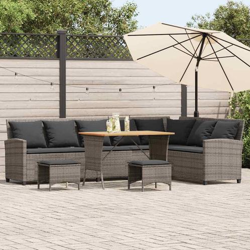 vidaXL 4-delige Tuinbankstel met kussens L-vormig poly, Tuin en Terras, Tuinsets en Loungesets, Nieuw, Meer dan 8 zitplaatsen