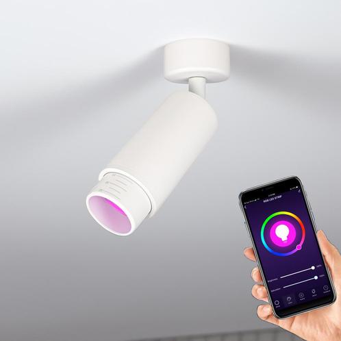 Smart plafond spot Oberon Wit Met verstelbare lens Hue, Huis en Inrichting, Lampen | Spots, Metaal of Aluminium, Ophalen of Verzenden