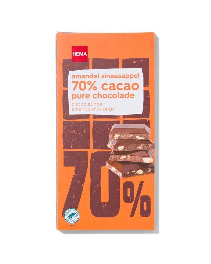 HEMA Chocoladereep 70% puur amandel sinaasappel 90gram, Diversen, Sinterklaas, Nieuw, Verzenden